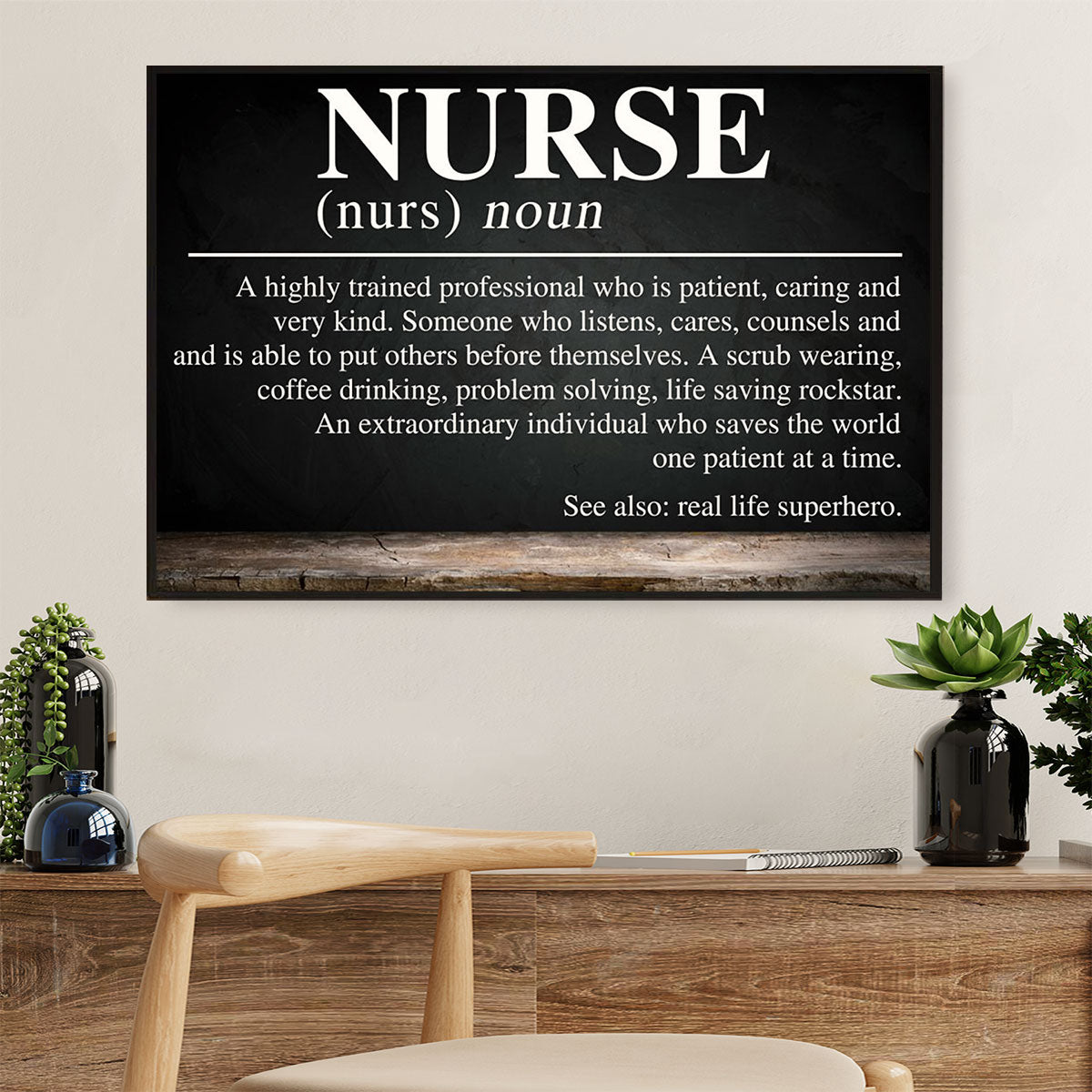 Nurse Canvas Wall Art | Nurse Definition | Gift for Woman Nurse, Female Nursing