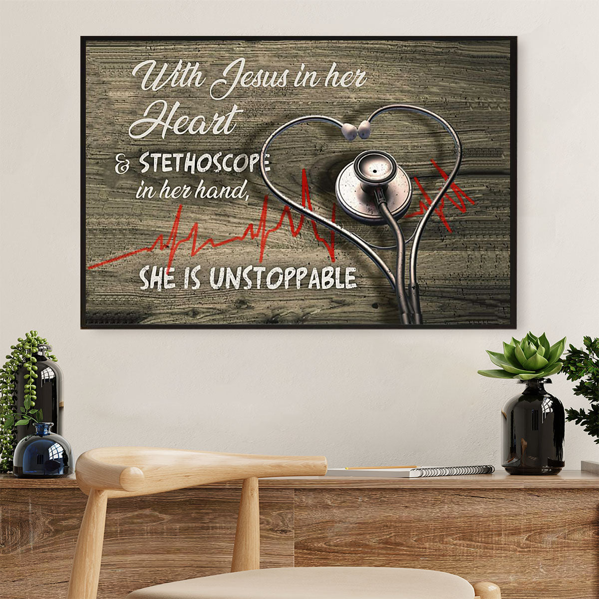 Nurse Canvas Wall Art | She Is Unstoppable | Gift for Woman Nurse, Female Nursing