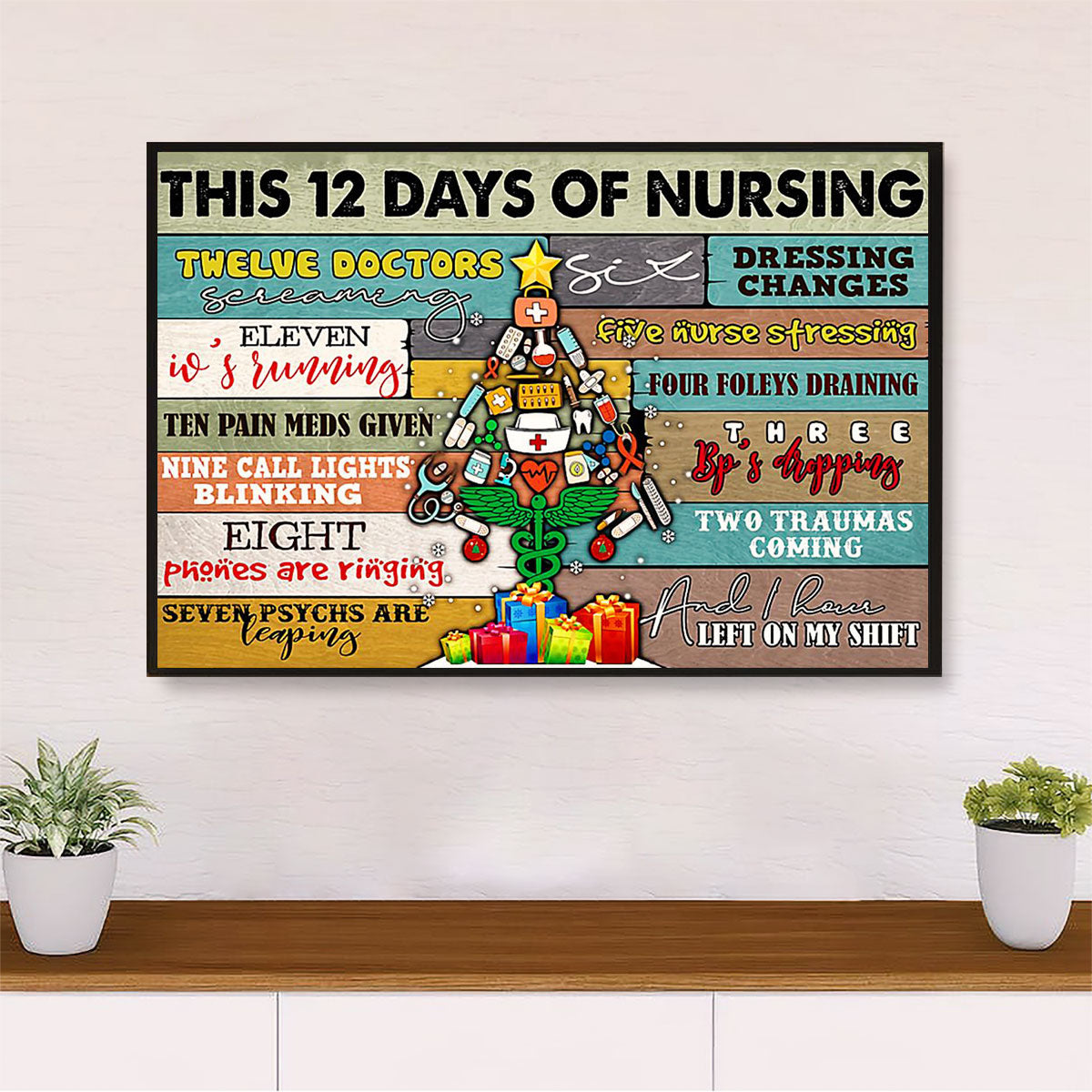 Nurse Canvas Wall Art | 12 Days Of Nursing | Gift for Woman Nurse, Female Nursing