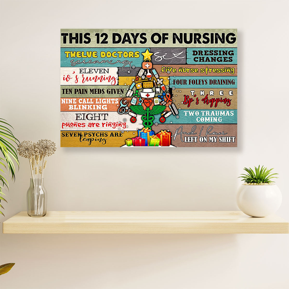 Nurse Canvas Wall Art | 12 Days Of Nursing | Gift for Woman Nurse, Female Nursing
