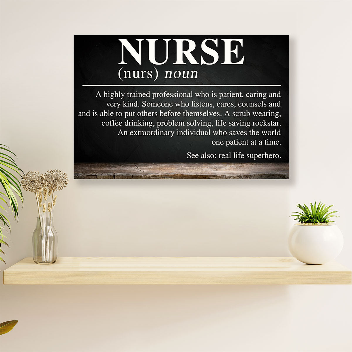 Nurse Canvas Wall Art | Nurse Definition | Gift for Woman Nurse, Female Nursing