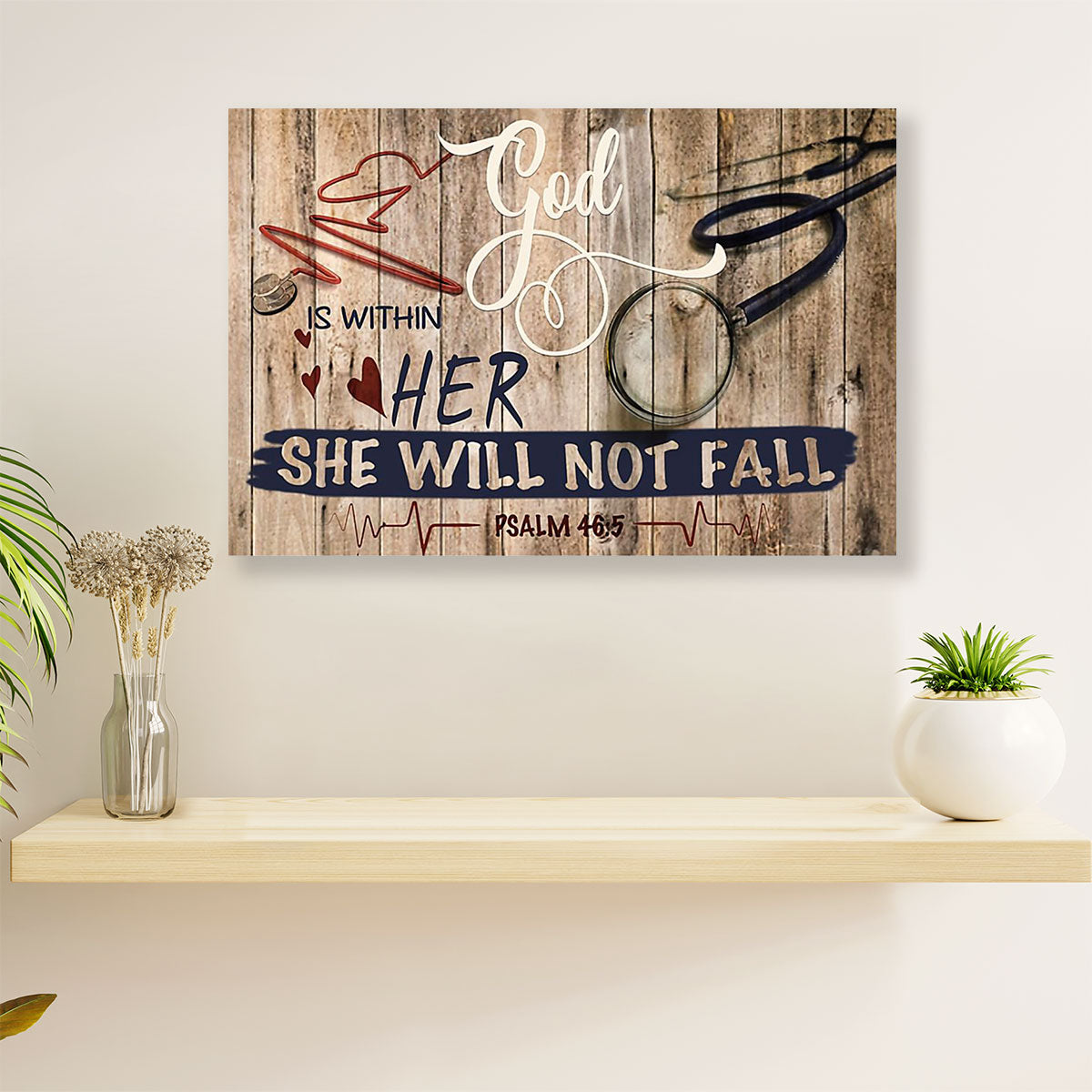 Nurse Canvas Wall Art | God Is Within Her | Gift for Woman Nurse, Female Nursing