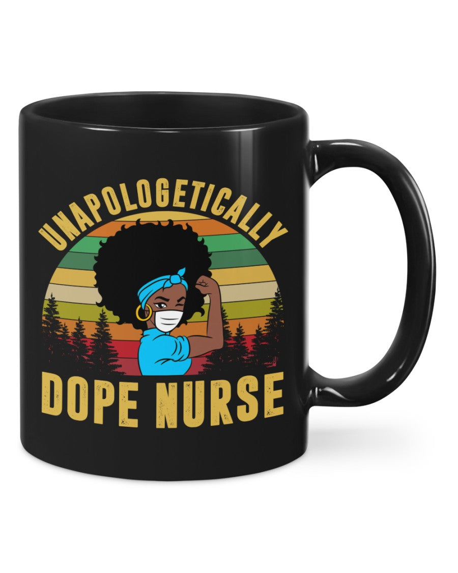 Nurse Coffee Mug | Black Afro Dope Nurse | Drinkware Gift for Woman Nurse, Female Nursing