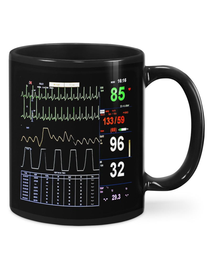 Nurse Coffee Mug | Heartbeat Cardiologist Number Screen | Drinkware Gift for Woman Nurse, Female Nursing