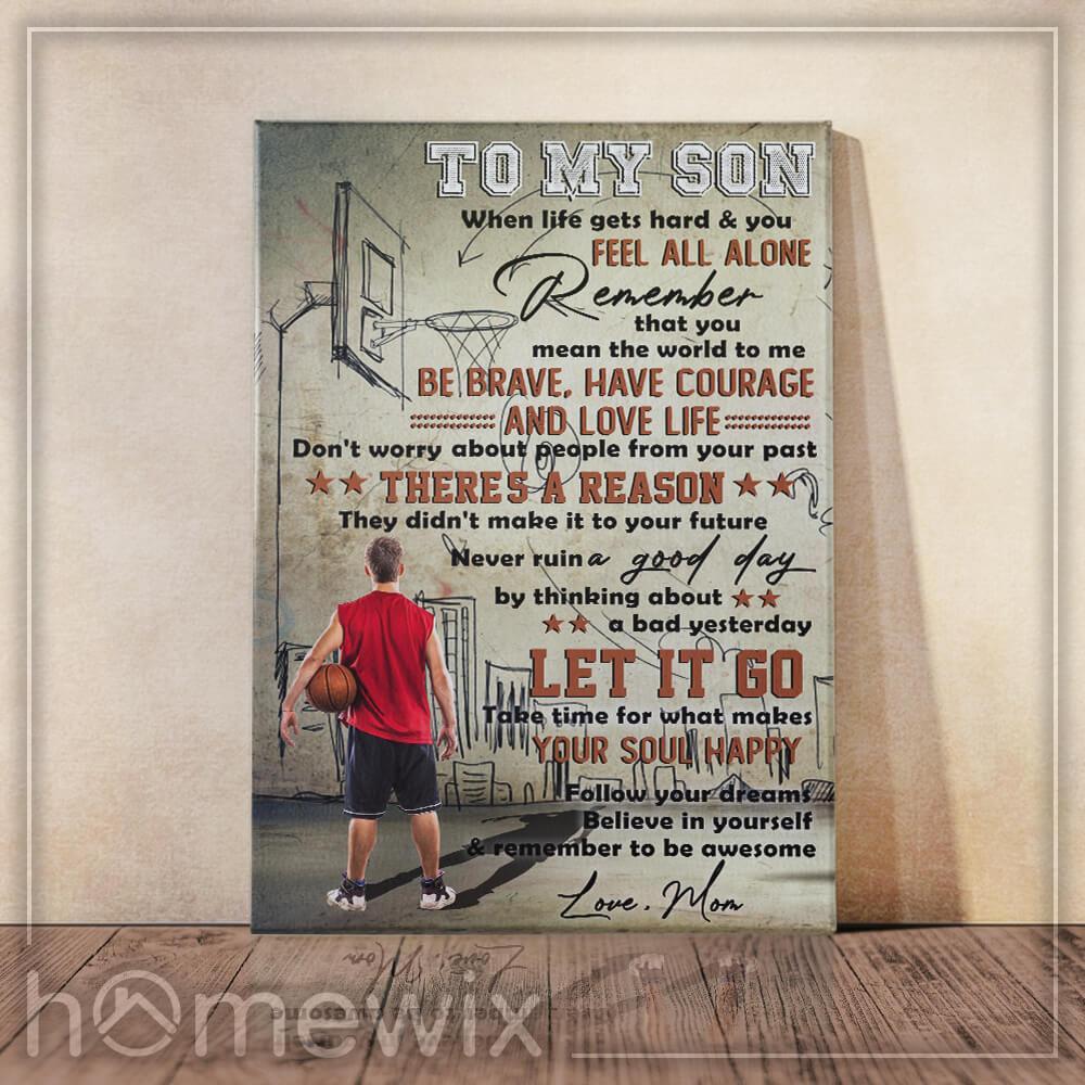 Mom To Son, Believe In Yourself Basketball Canvas And Poster | Wall Decor