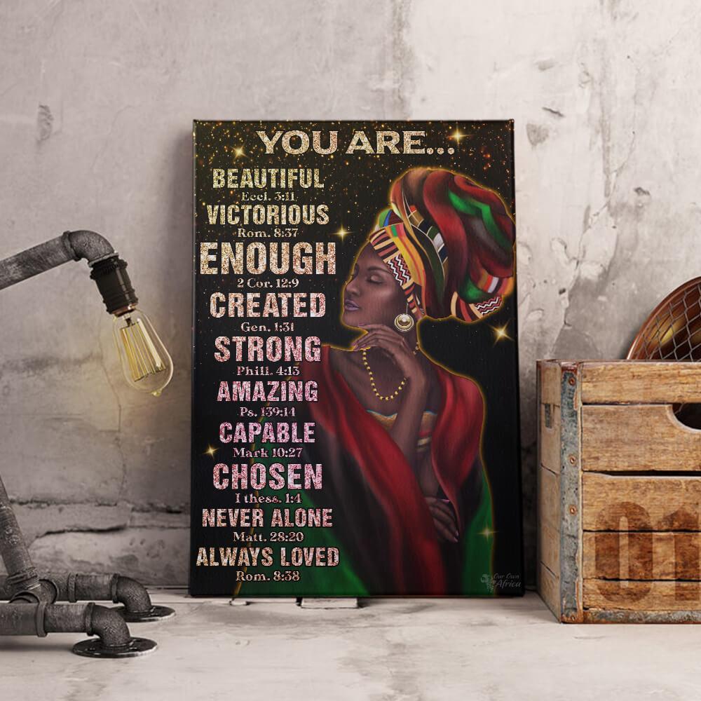 Black Woman You Are Beautiful Canvas And Poster Wall Art | Wall Decor