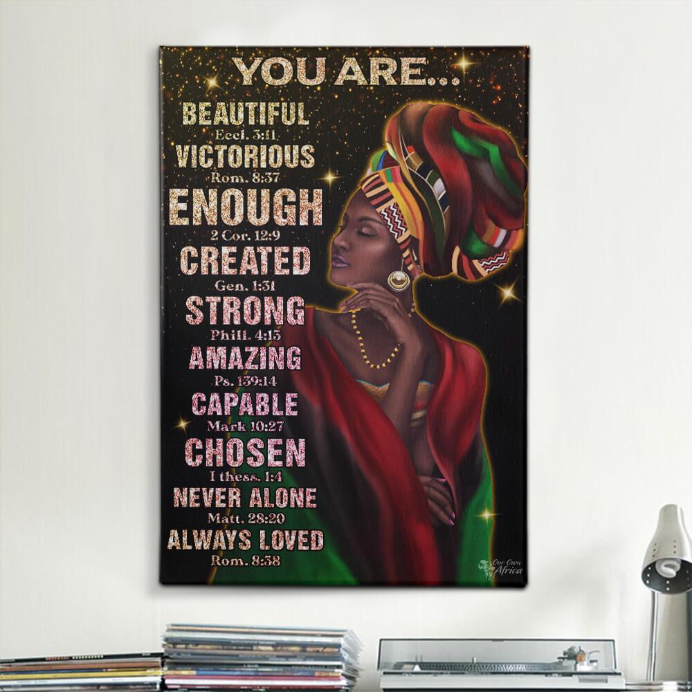 Black Woman You Are Beautiful Canvas And Poster Wall Art | Wall Decor
