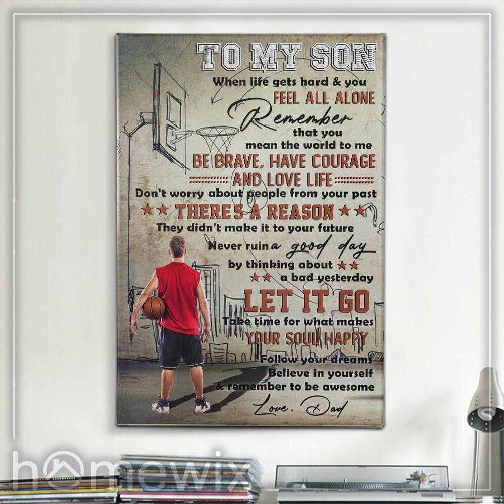 Dad To Son, Believe In Yourself Basketball Canvas And Poster | Wall Decor