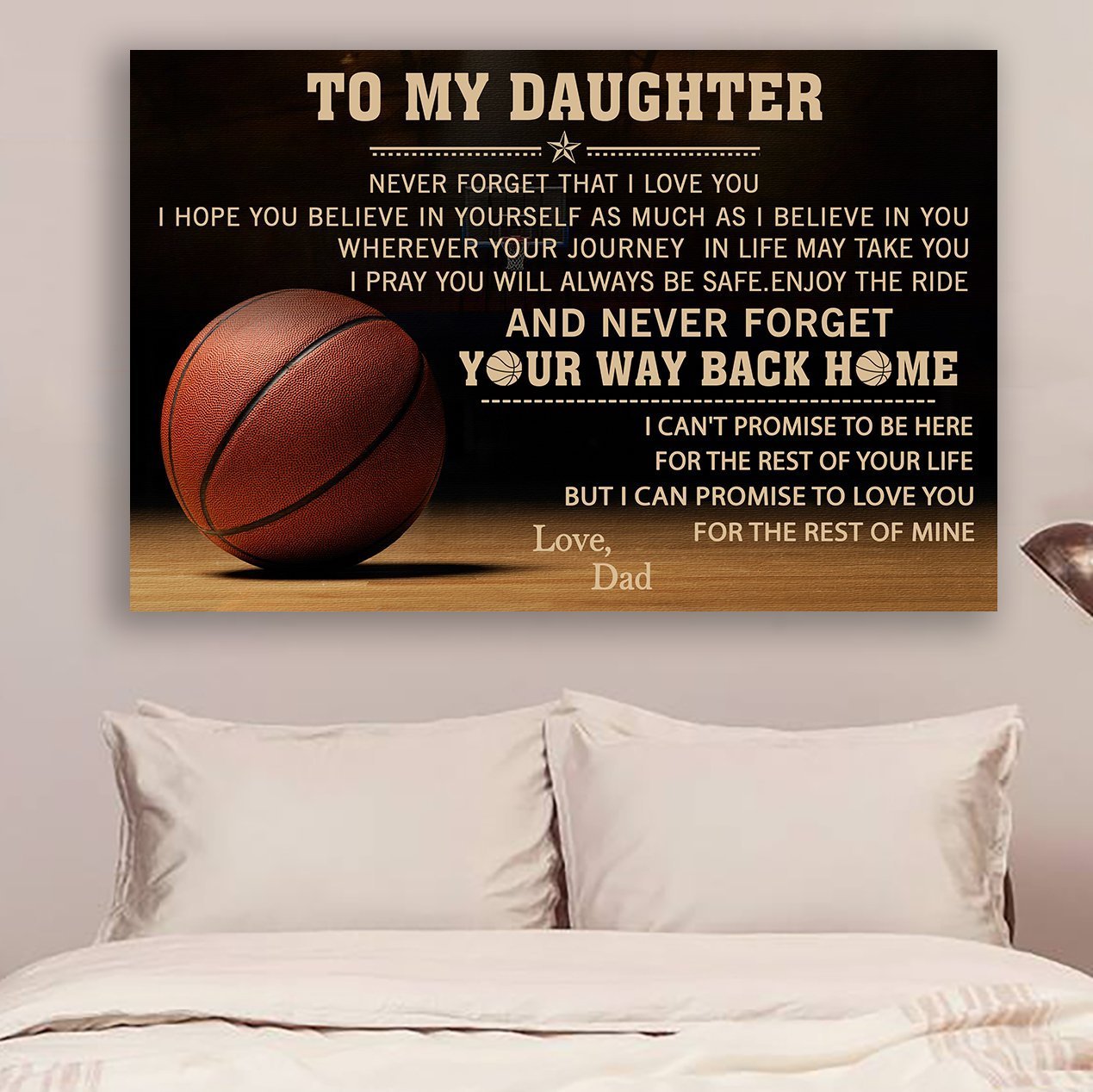 Basketball Canvas and Poster Dad to daughter Your way back home wall decor visual art