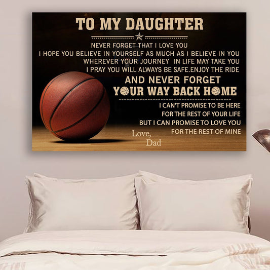 Basketball Canvas and Poster Dad to daughter Your way back home wall decor visual art
