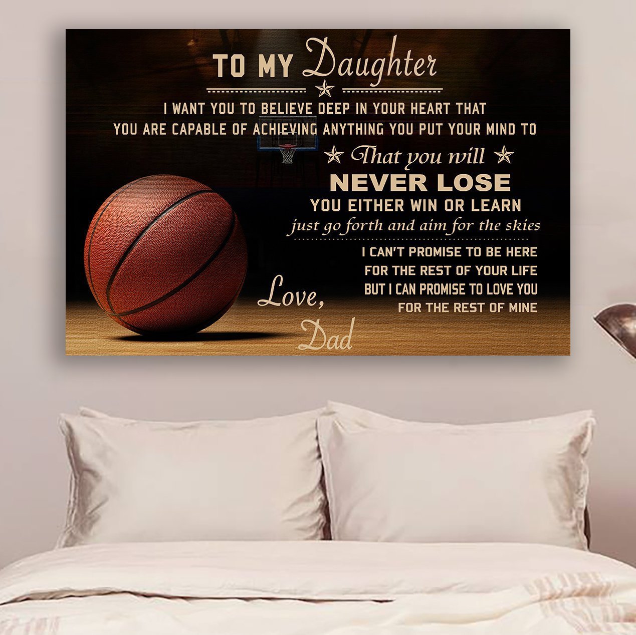 Basketball Canvas and Poster dad to daughter never lose wall decor visual art