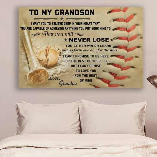 Baseball Canvas and Poster grandpa grandson never lose wall decor visual art
