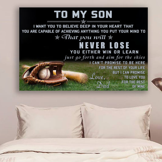Baseball Canvas and Poster to my son love dad wall decor visual art