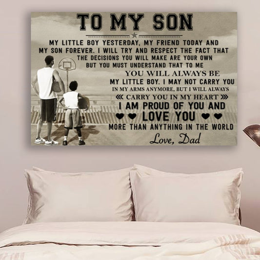 Basketball Canvas and Poster To my Son my little boy wall decor visual art