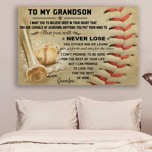 Baseball Canvas and Poster – grandpa grandson – never lose wall decor visual art