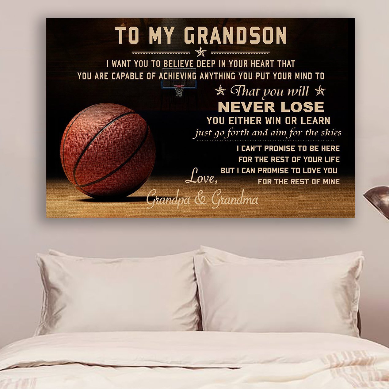 Basketball Grandpa and Grandma to Gson Never Lose Canvas and Poster wall decor visual art
