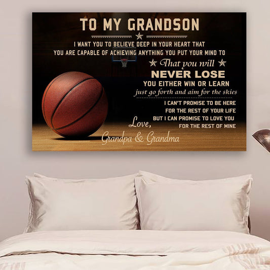 Basketball Grandpa and Grandma to Gson Never Lose Canvas and Poster wall decor visual art
