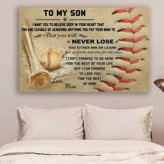 To My Son Baseball Never Lose Landscape Poster & Canvas Gift For Son Home Decor Wall Art Visual Art