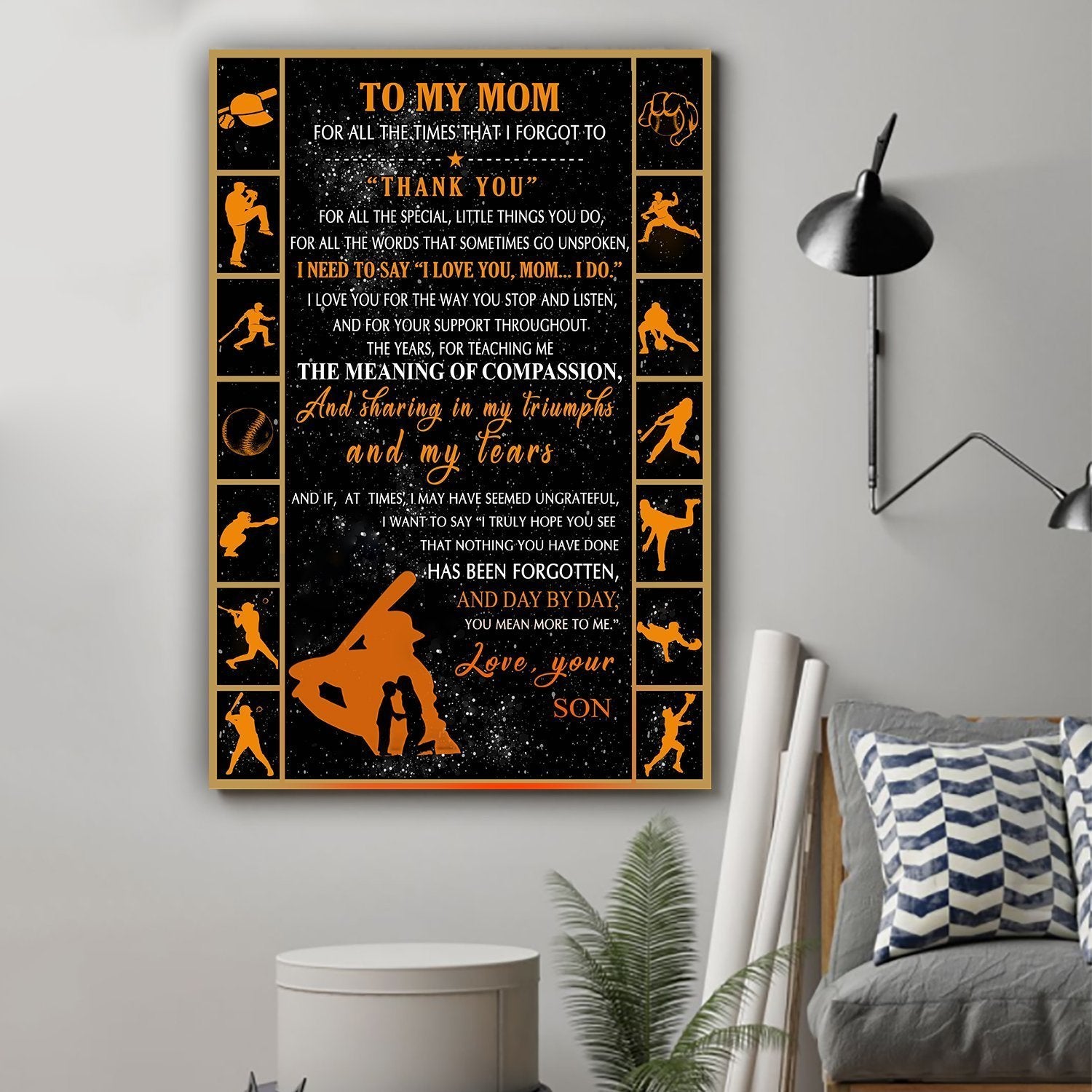 You Mean More To Be Baseball Canvas And Poster, Best Mother s Day Gift Ideas, Mother s Day Gift From Son To Mom, Warm Home Decor Wall Art Visual Art