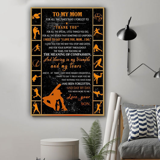 You Mean More To Be Baseball Canvas And Poster, Best Mother s Day Gift Ideas, Mother s Day Gift From Son To Mom, Warm Home Decor Wall Art Visual Art