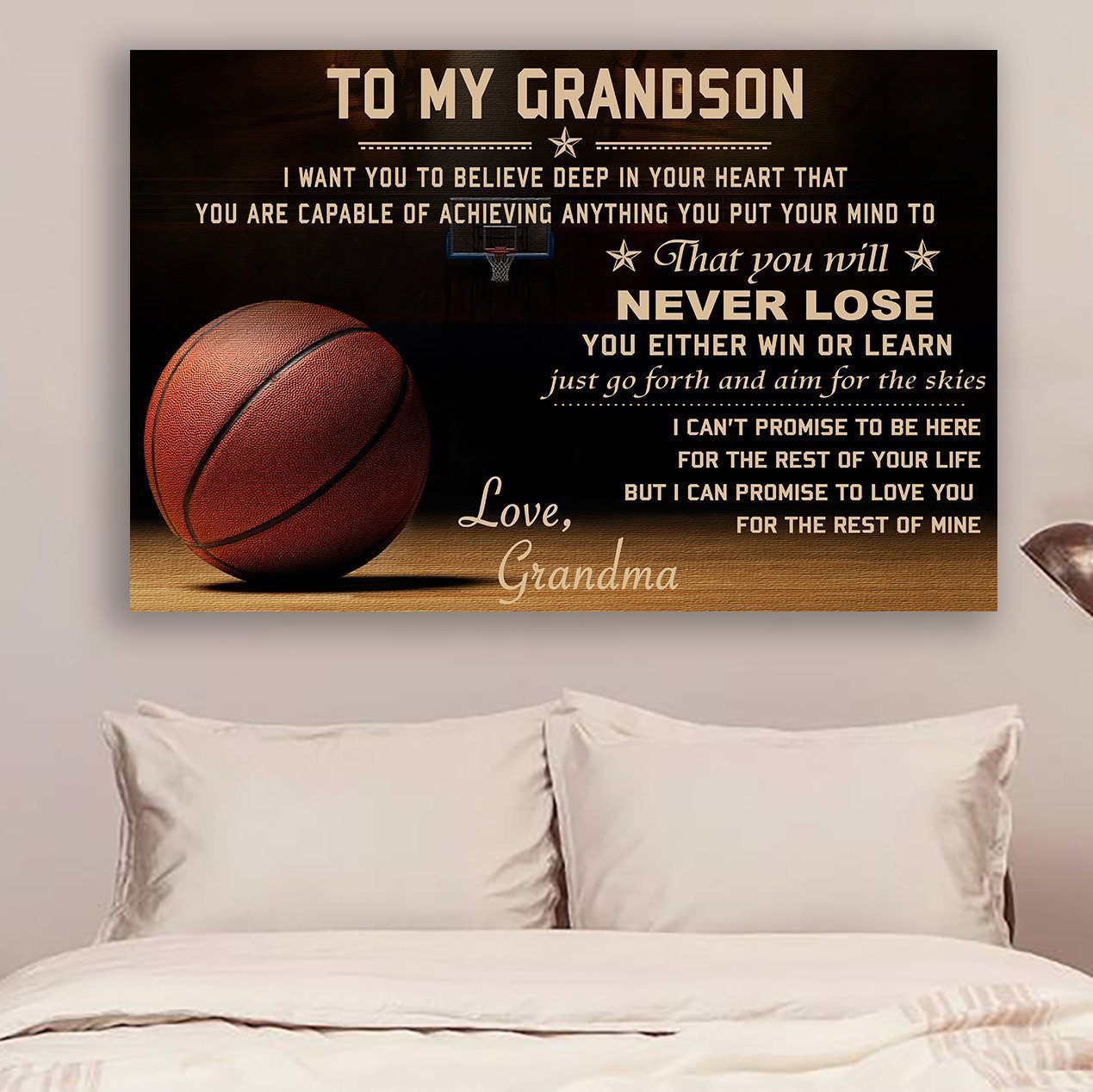 Basketball Canvas and Poster grandma to grandson never lose wall decor visual art