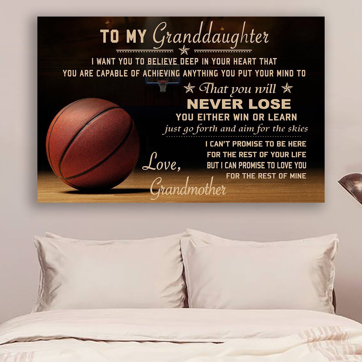 Basketball Canvas and Poster grandma to granddaughter never lose wall decor visual art