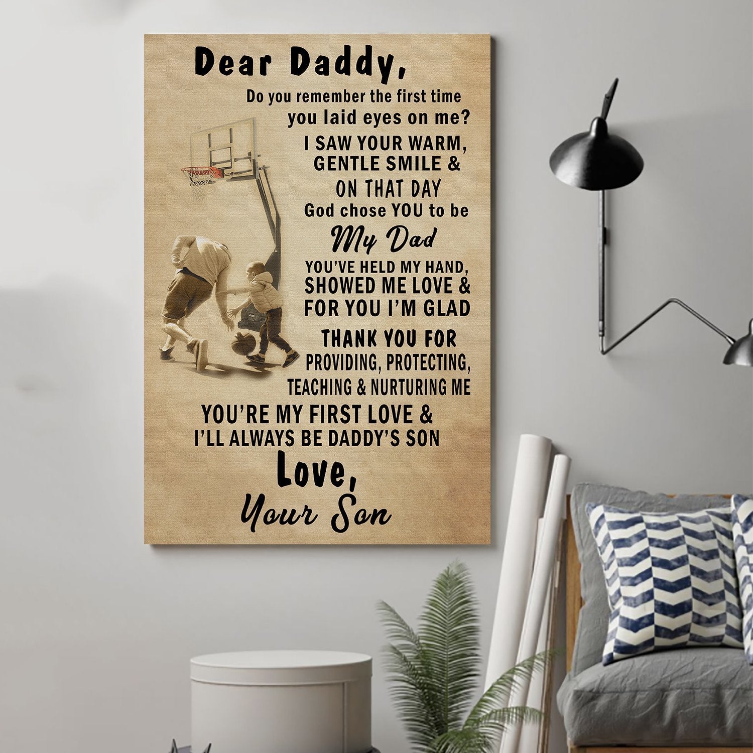 basketball Canvas and Poster Son to Dad do you remember wall decor visual art