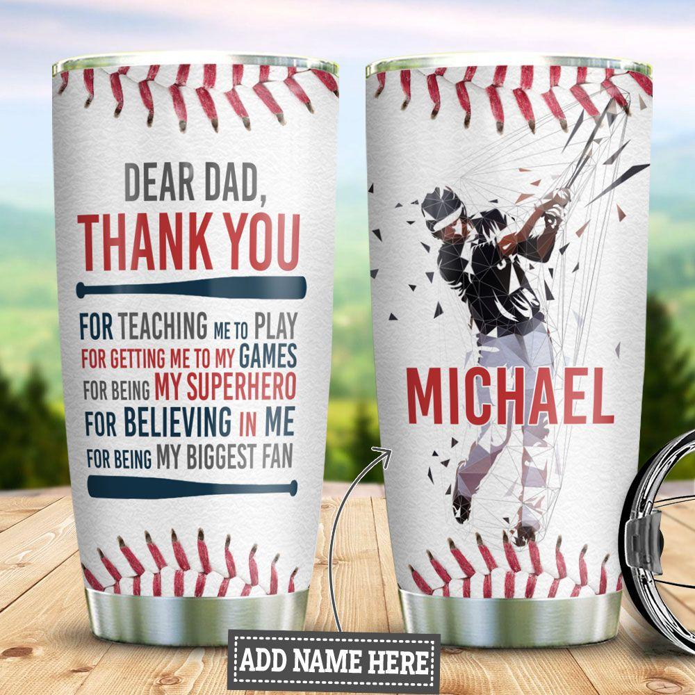 Personalized Baseball Son To Dad Stainless Steel Tumbler Cups Drinkware 20oz - MostSuit