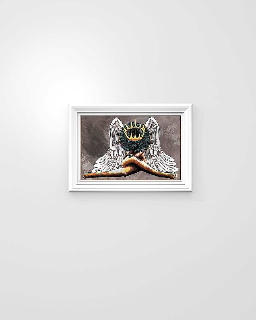 African - Black Art - Angel Black Girl Horizontal Canvas And Poster Horizontal Canvas And Poster | Wall Decor