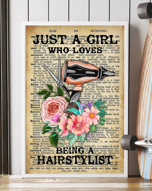 Hairdresser Just A Girl Vertical Canvas And Poster | Wall Decor Visual Art