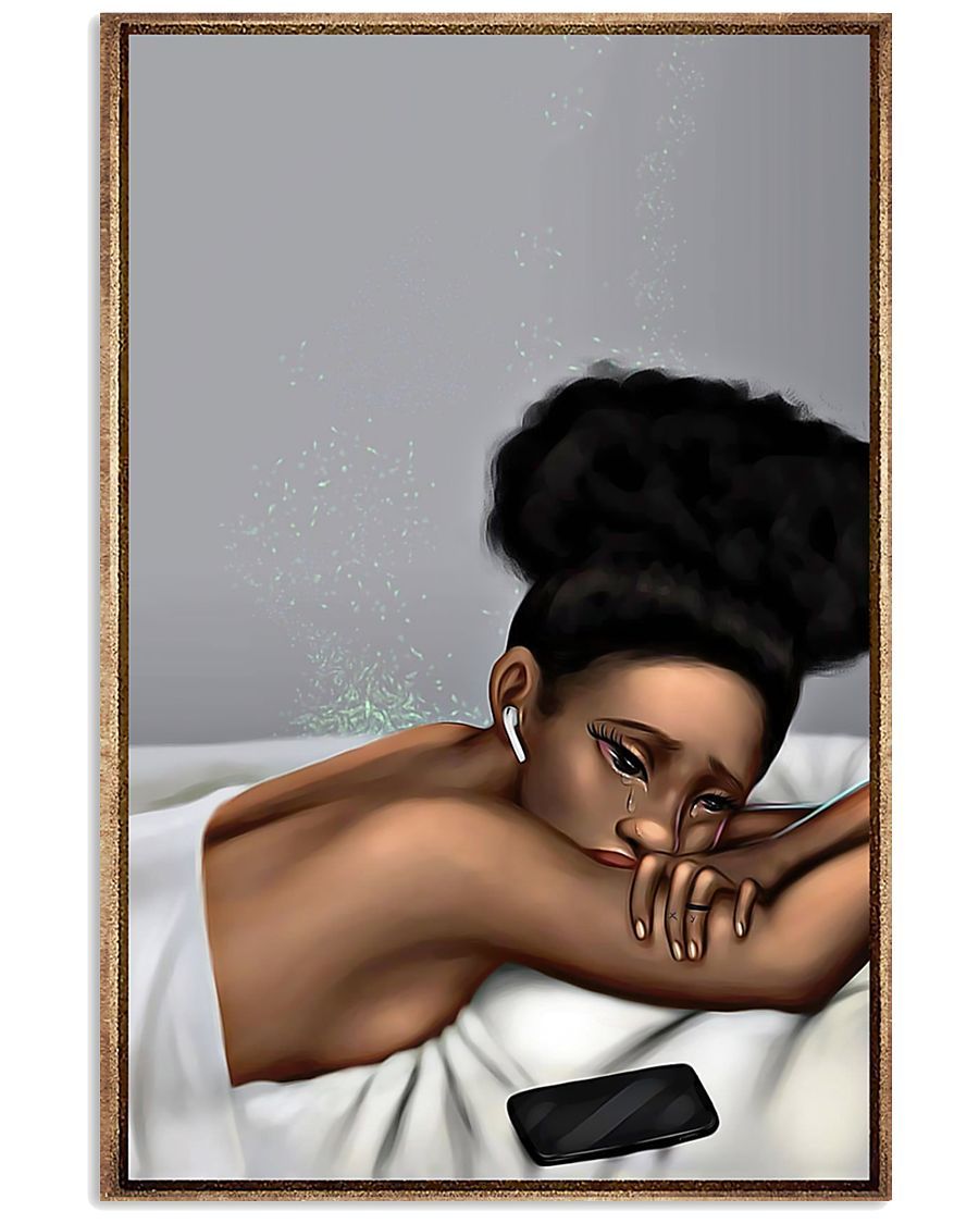 African - Black Art - Crying Black Girl Vertical Canvas And Poster | Wall Decor