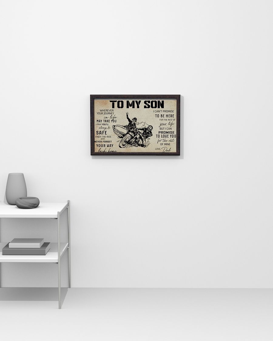 Biker Art, To My Son Side Car Motorcycles Horizontal Canvas And Poster | Wall Decor