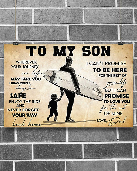 Surfing To My Son Horizontal Canvas And Poster | Wall Decor Visual Art