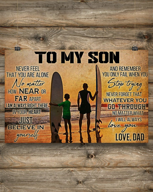 Surfing - To My Son Horizontal Canvas And Poster | Wall Decor Visual Art