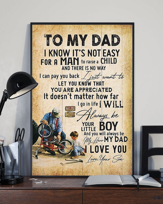 Cycling To My Dad Vertical Canvas And Poster | Wall Decor Visual Art
