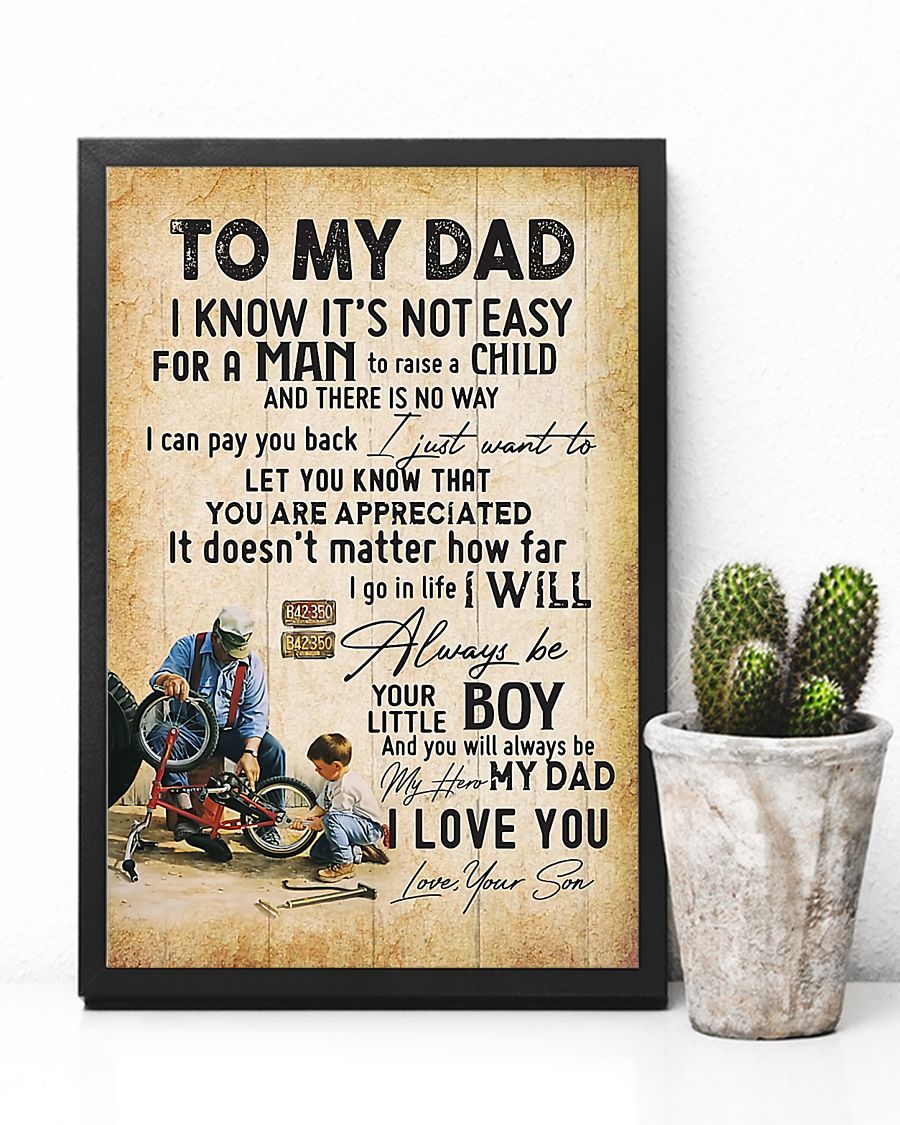 Cycling To My Dad Vertical Canvas And Poster | Wall Decor