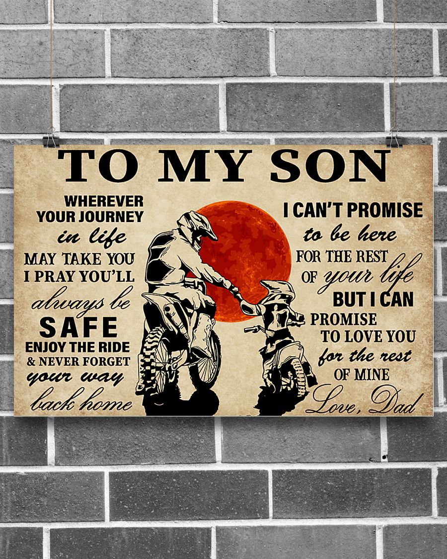 Motorcycle Rider To My Son Horizontal Canvas And Poster | Wall Decor Visual Art