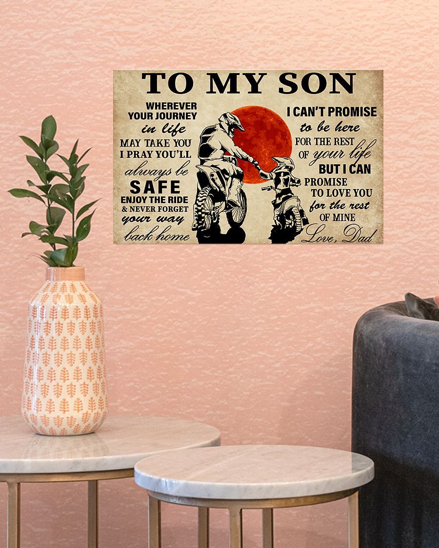 Motorcycle Rider To My Son Horizontal Canvas And Poster | Wall Decor