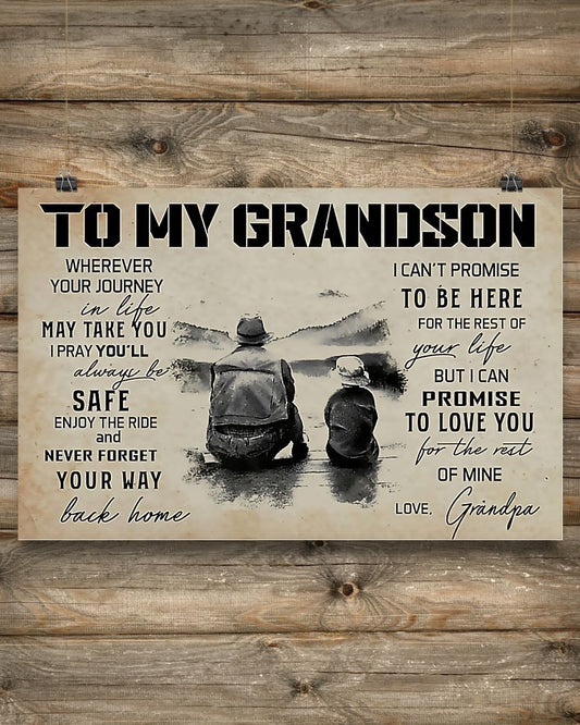 Fishing - To My Grandson Horizontal Canvas And Poster | Wall Decor Visual Art