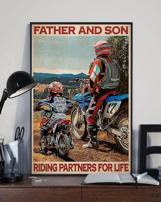 Motorcycle - Father And Son Vertical Canvas And Poster | Wall Decor Visual Art