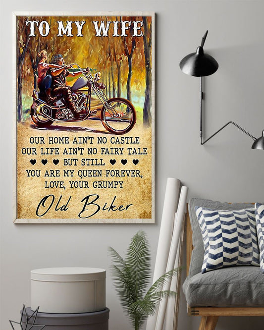 Motorcycle To My Wife - Old Biker Vertical Canvas And Poster | Wall Decor Visual Art