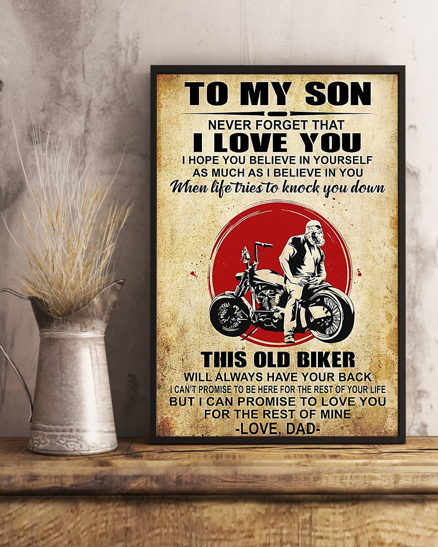 Motorcycle To My Son Vertical Canvas And Poster | Wall Decor