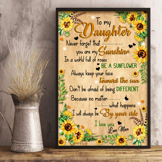Gift For Daughter - Ready To Hang Sunflower Canvas And Poster | Wall Decor Visual Art