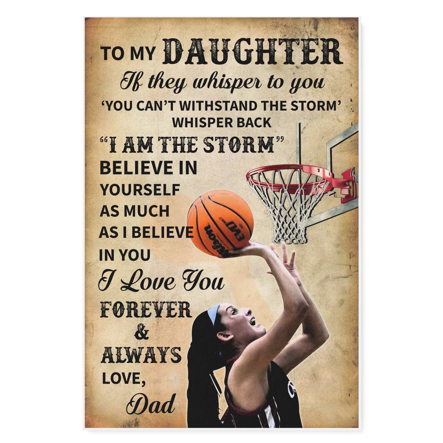 Basketball To My Daughter I Love You Dad Canvas And Poster | Wall Decor Visual Art