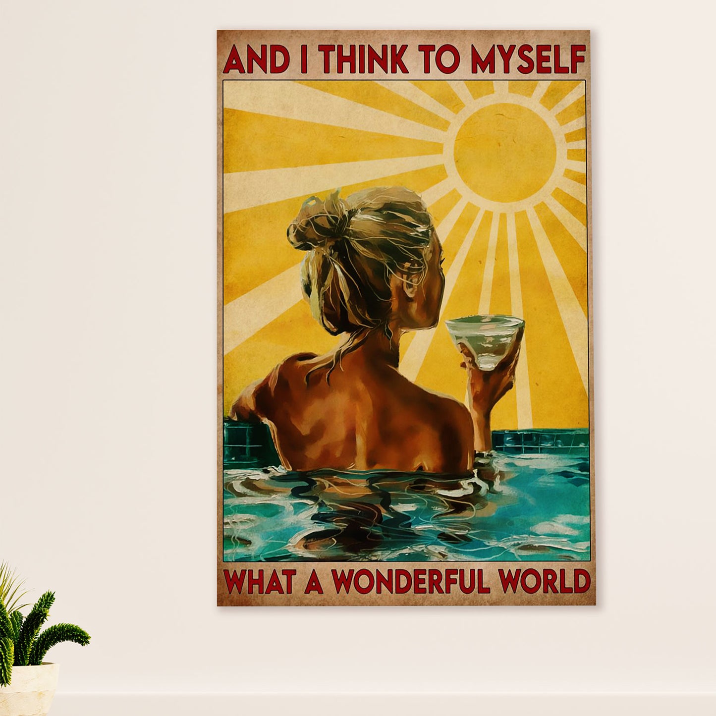 Swimming Poster Room Wall Art | Woman Chilling In The Sun | Gift for Swimmer