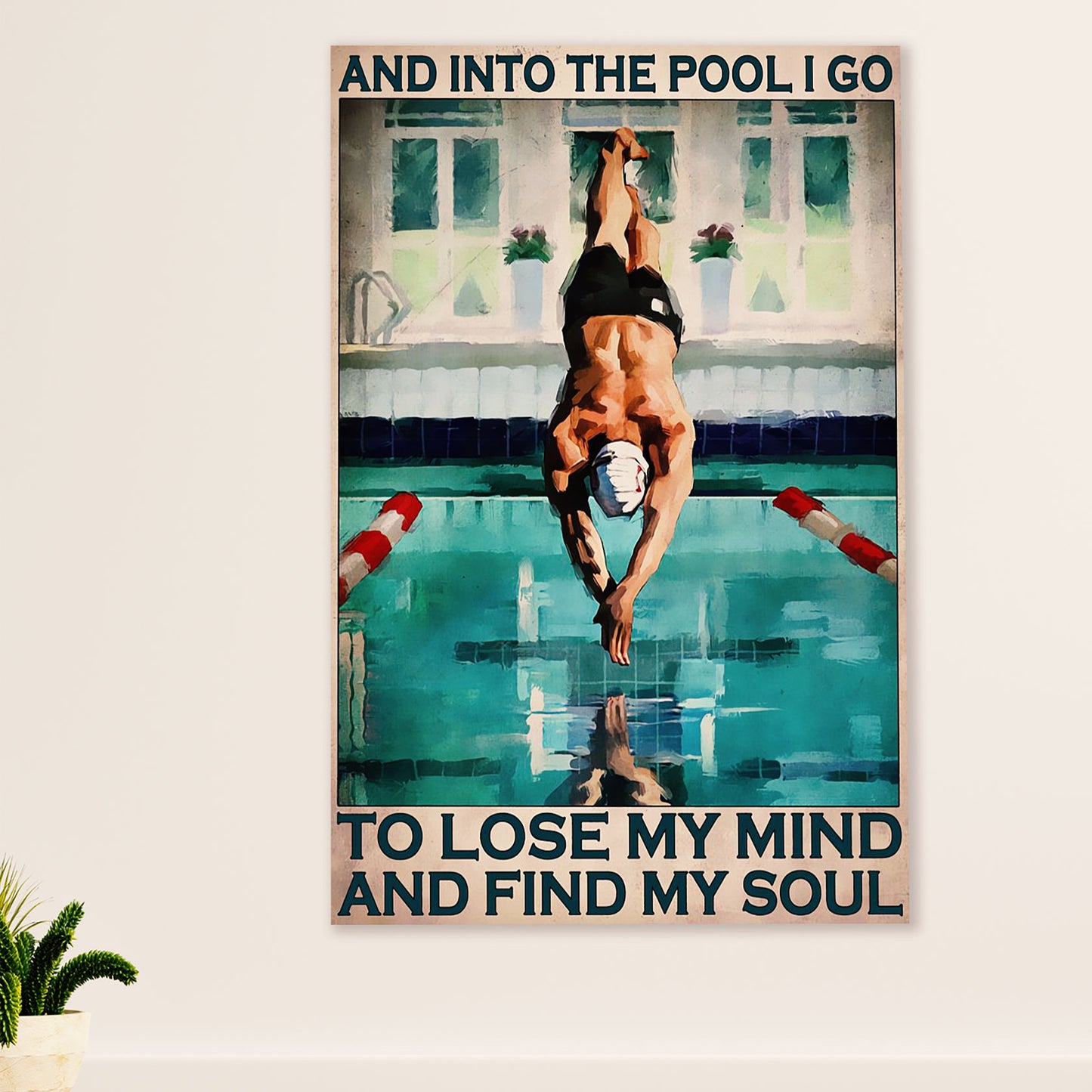 Swimming Poster Room Wall Art | Into The Pool | Gift for Swimmer