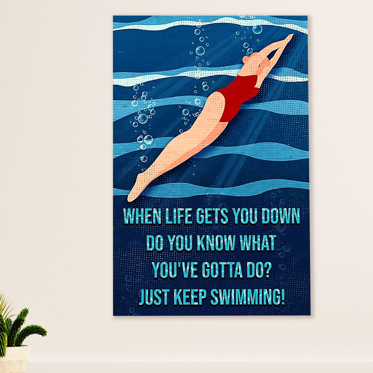 Swimming Poster Room Wall Art | Keep Swimming Motivational | Gift for Swimmer