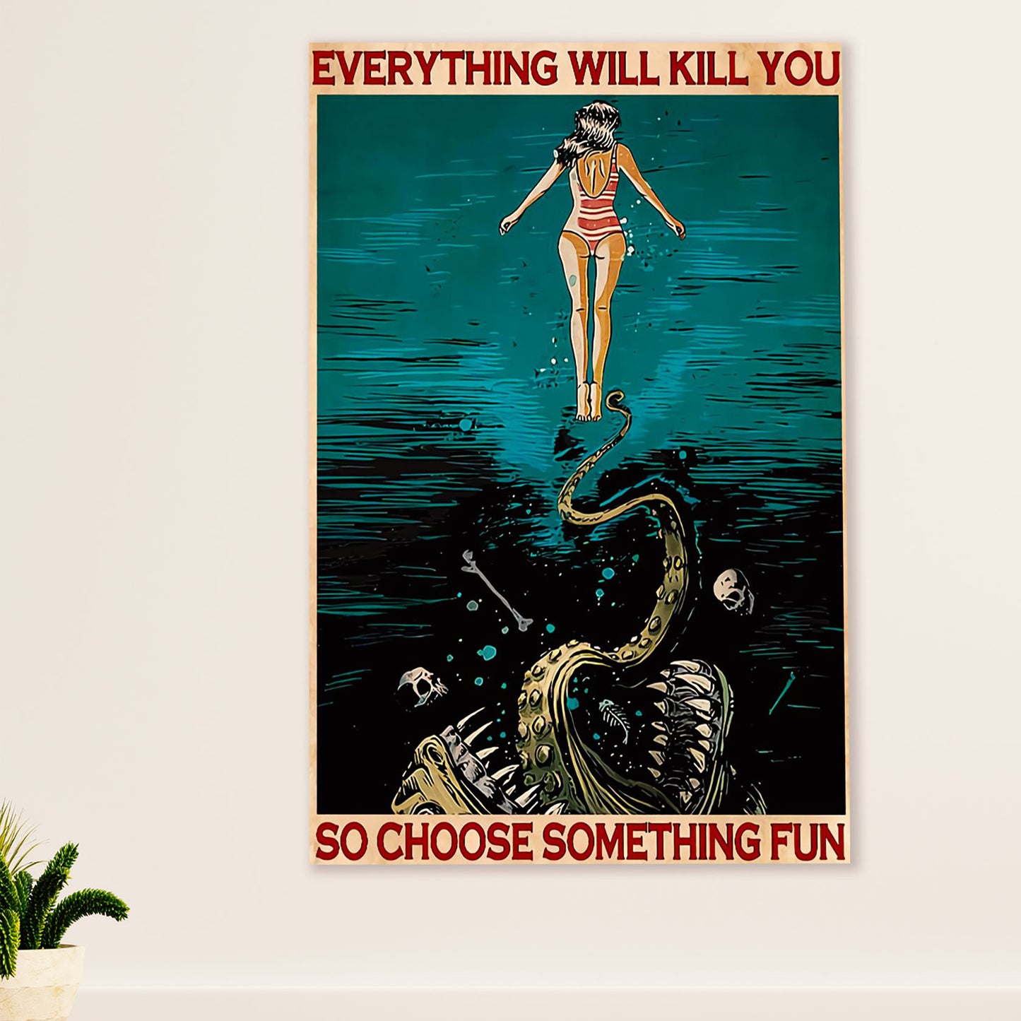 Swimming Poster Room Wall Art | Choose Something Fun | Gift for Swimmer