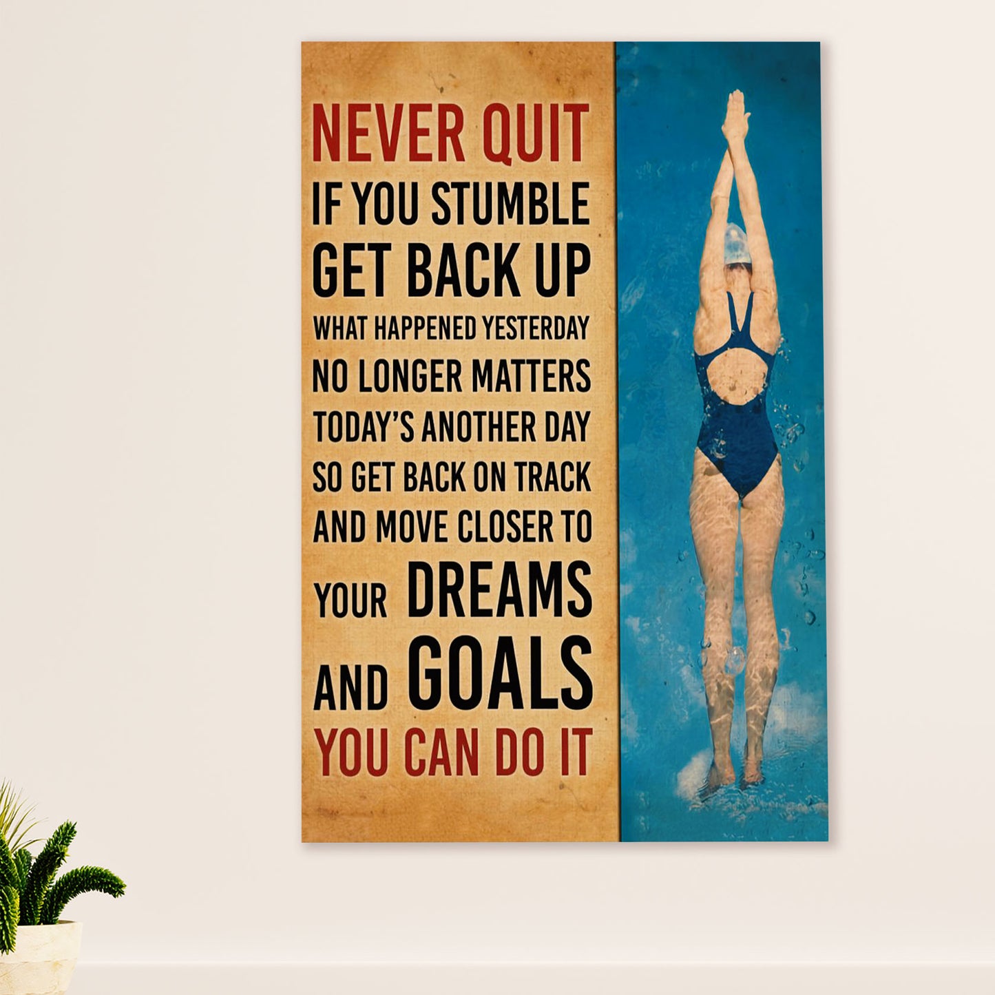 Swimming Poster Room Wall Art | Dreams Goals | Gift for Swimmer