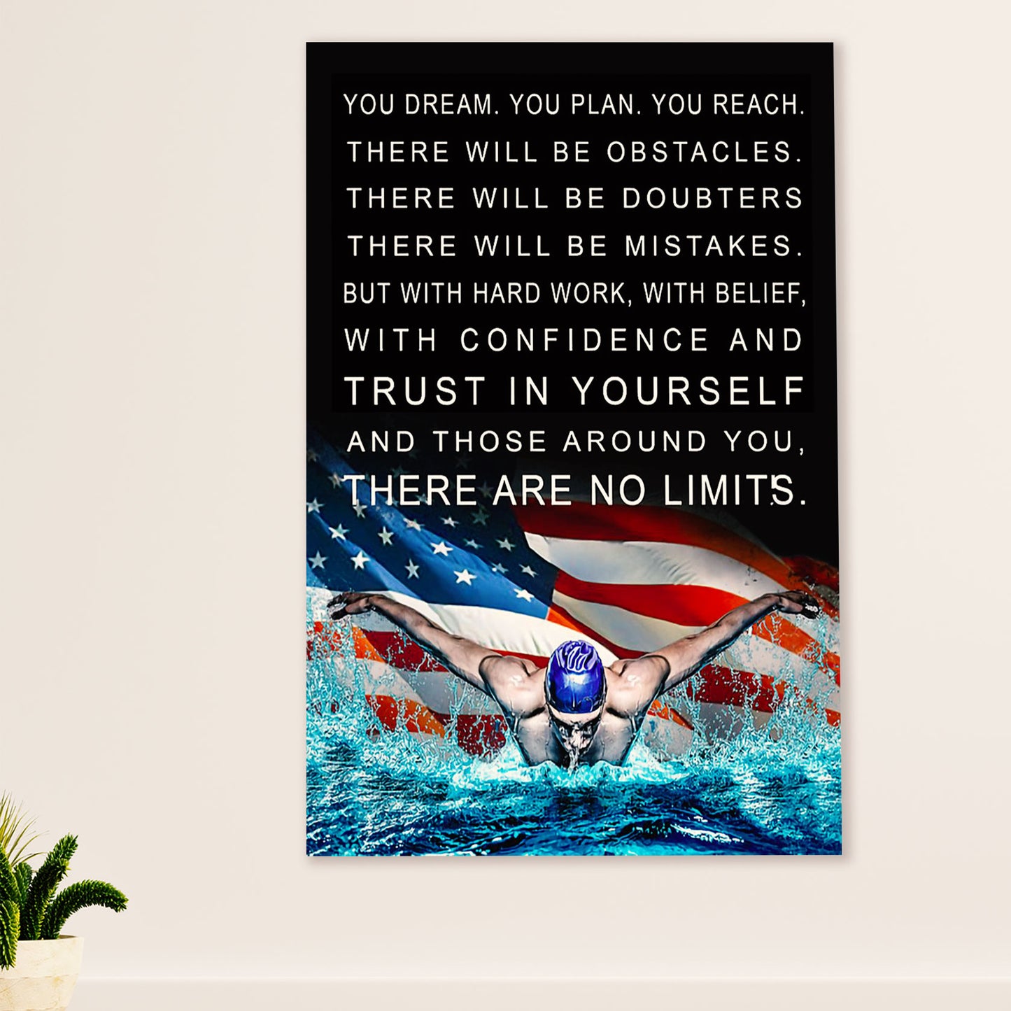 Swimming Poster Room Wall Art | Dream Plan Reach | Gift for Swimmer